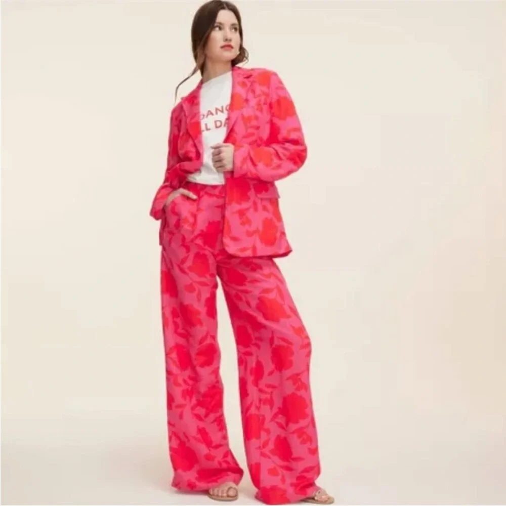 XS - Kate spade x target Floral Red Wide-Leg trouser Pants - Picture 3 of 6